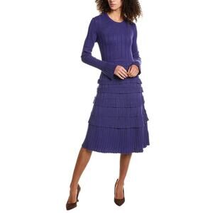 Rachel Parcell Rib Midi Dress With Pointelle Ruffles in Dark Blue. Size S. NWOT